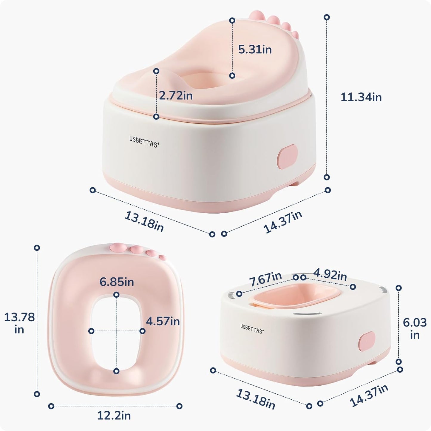 3 in 1 Potty Training Toilet, Dinosaur Toddler Potty Training Seat for Boys Girls with Comfortable Cushion, Easy-to-Clean and Anti-Slip Potty Training Step Stool for Toilet
