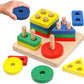 AZEN Montessori Toys for 1-3 Years-Wooden Sorting Stacking Set
