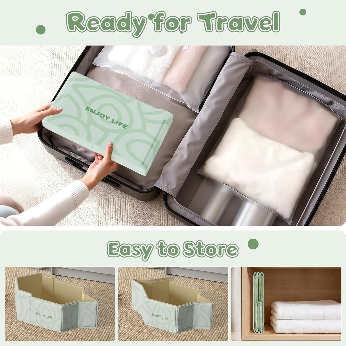 Collapsible Baby Bathtub for Shower, Portable Foldable Toddler Bath Tub with Non-Slip Base, Compact Travel Essentials for Kids & Infants, Easy Storage in Small Spaces, Green