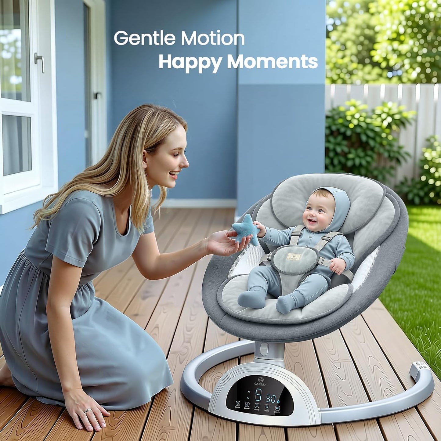 Electric Baby Swing for Infants, Portable Infant Swing with Music Speaker, 5 Swing Speeds, Remote Control, for Indoor Use, Newborn Boys & Girls, White