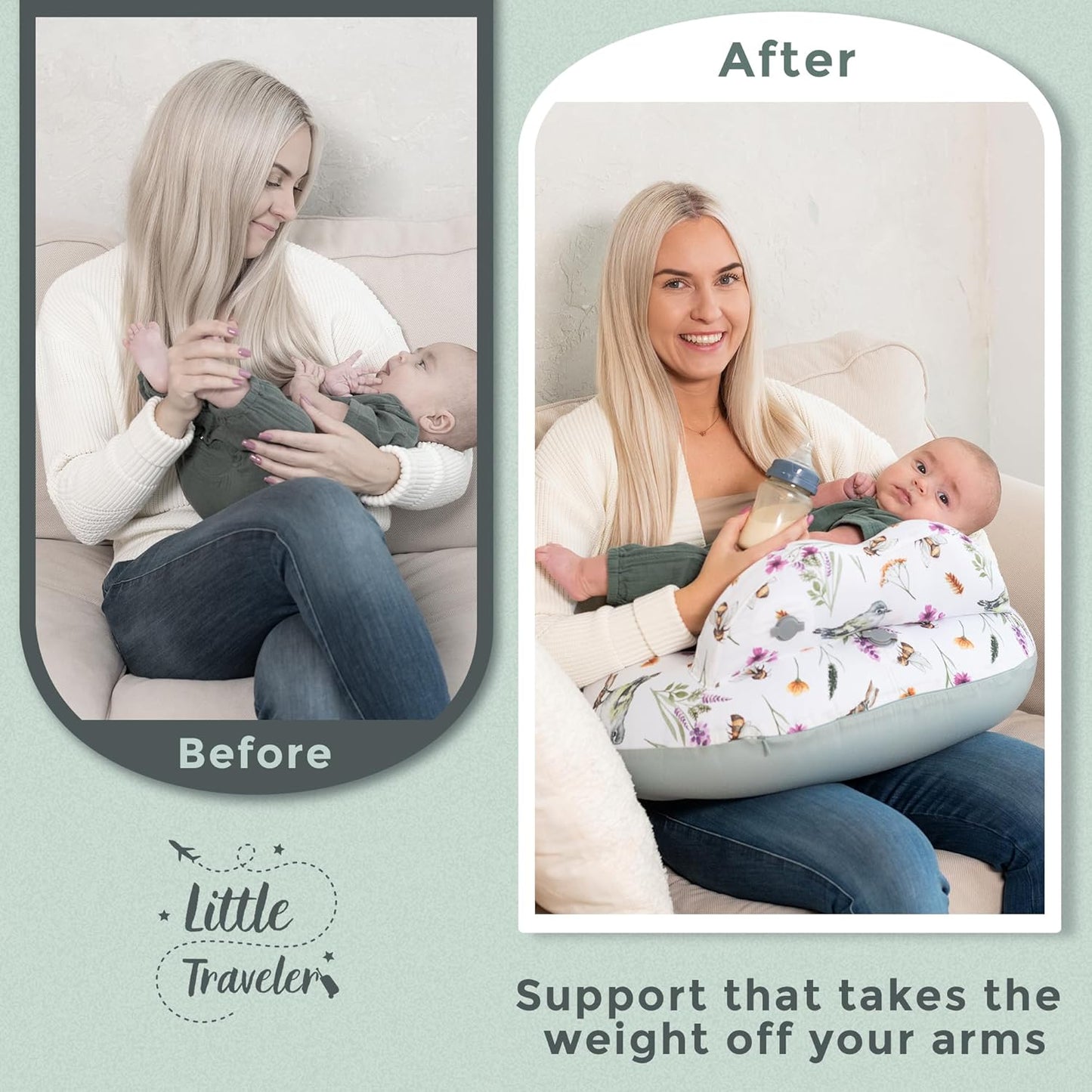 Inflatable Breastfeeding Pillow & Travel Nursing Pillow for Baby Girl and Boy - Portable Travel Nursing Pillows for Breastfeeding