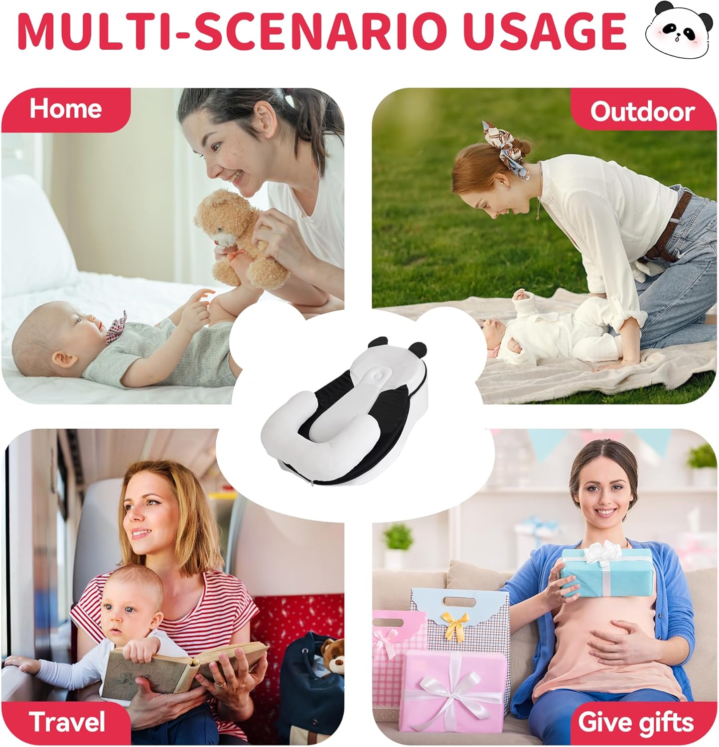 Baby Feeding Pillow, Anti Overflow Feeding Pillow for Reducing Spit-Up, Safety Nursing Pillow, Baby Lounger Reflux Wedge Breastfeeding, Removable top and Bottom (Black, Small)