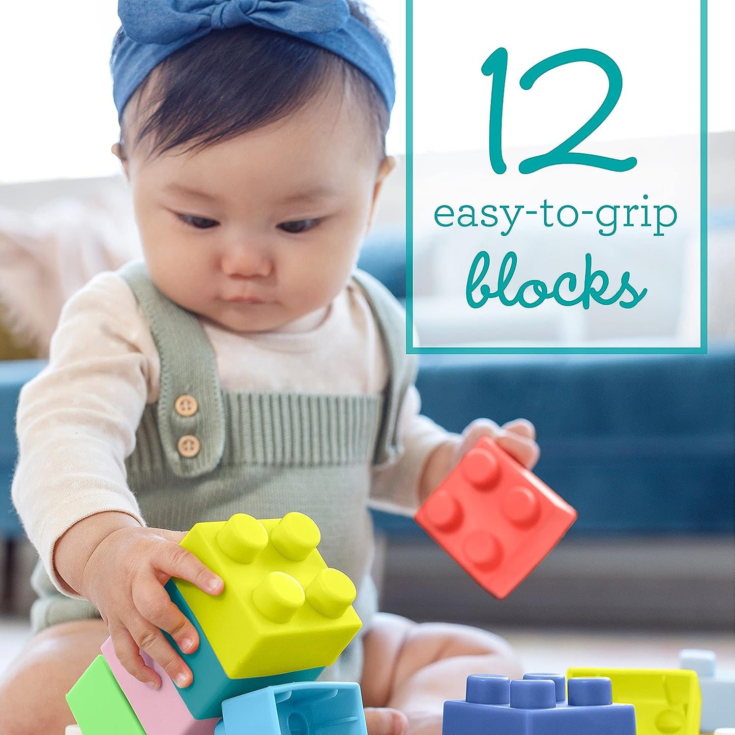 Infantino Super Soft Building Blocks - Easy to Hold for Toddlers