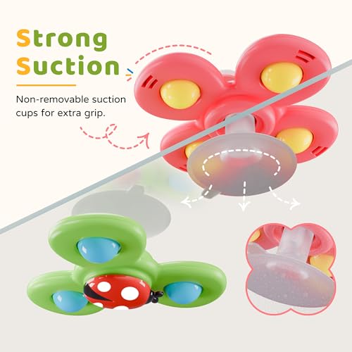 LiKee Suction Cup Spinner Sensory Toy | Airplane, Car & Bath Toy for Babies 10+ Months