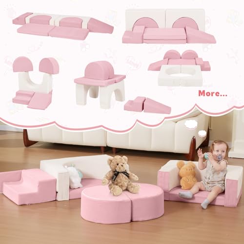 HAHASOLE Foam Climbing Toys for Toddlers with Ball Pit | Convertible Indoor Playset