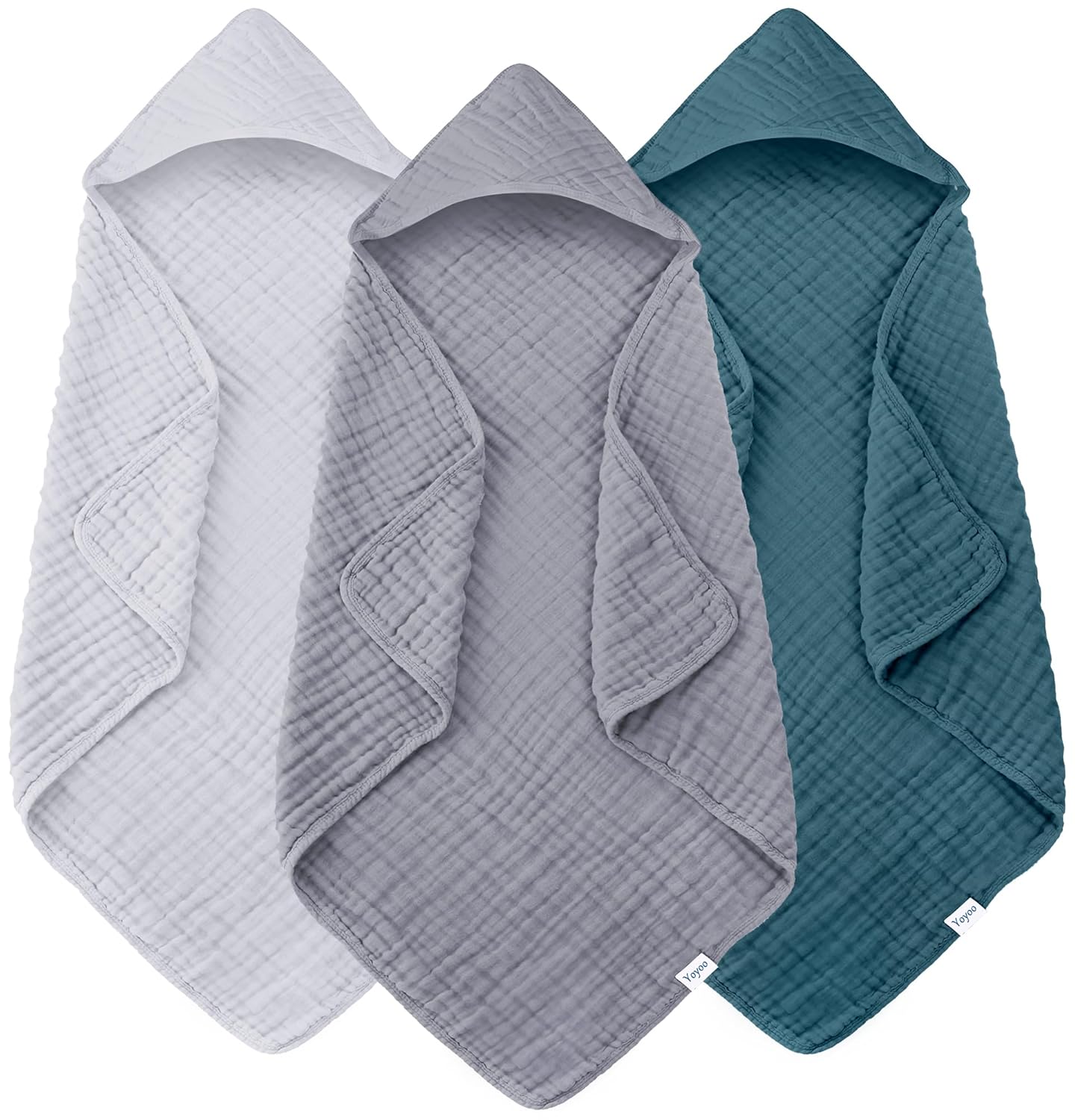 Muslin Hooded Baby Bath Towels – 3 Pack