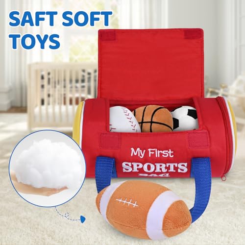 My First Sports Bag Plush Baby Toy Set | 4 Sensory Balls for 0-12 Months