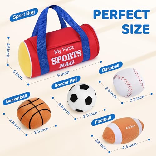 My First Sports Bag Plush Baby Toy Set | 4 Sensory Balls for 0-12 Months
