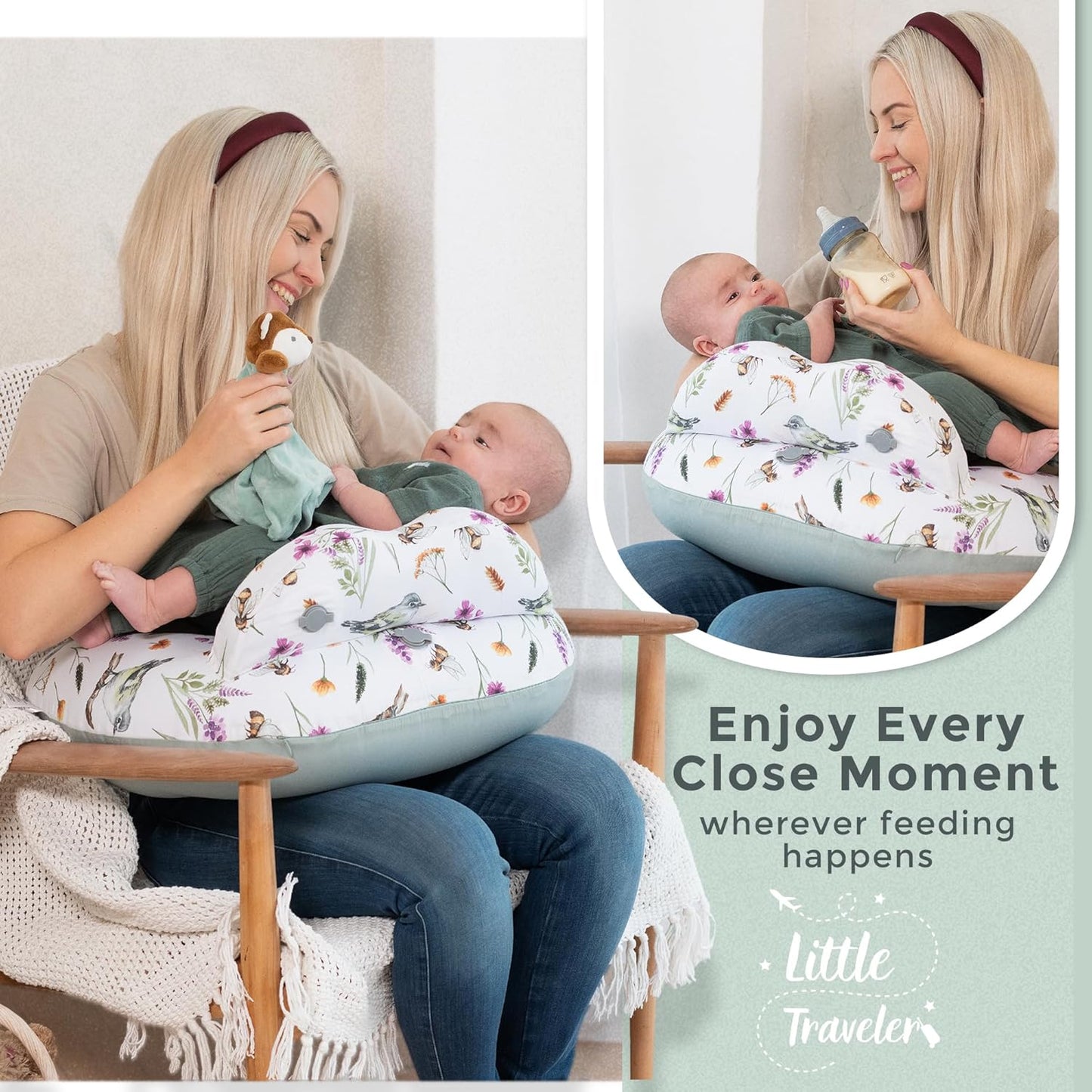 Inflatable Breastfeeding Pillow & Travel Nursing Pillow for Baby Girl and Boy - Portable Travel Nursing Pillows for Breastfeeding