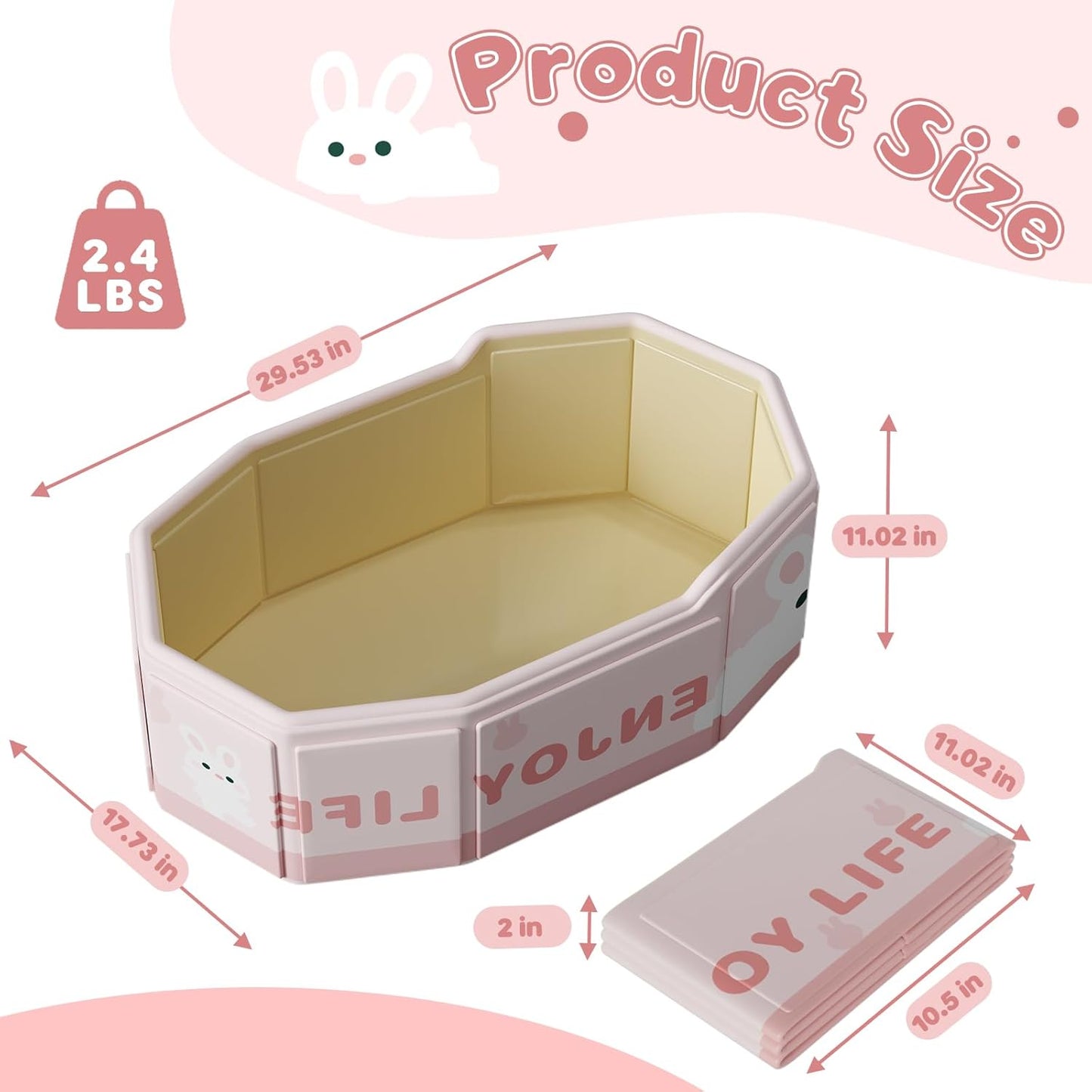 Collapsible Baby Bathtub for Shower, Portable Foldable Toddler Bath Tub with Non-Slip Base, Compact Travel Essentials for Kids & Infants, Easy Storage in Small Spaces, Pink