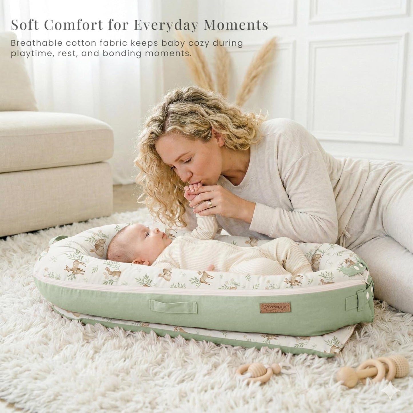 Cotton 100% Baby Lounger Cover Baby Nest Replacement Cover for Newborn Boys Girls Fits Dockatot Deluxe+ Docks Woodland (Cover Only)