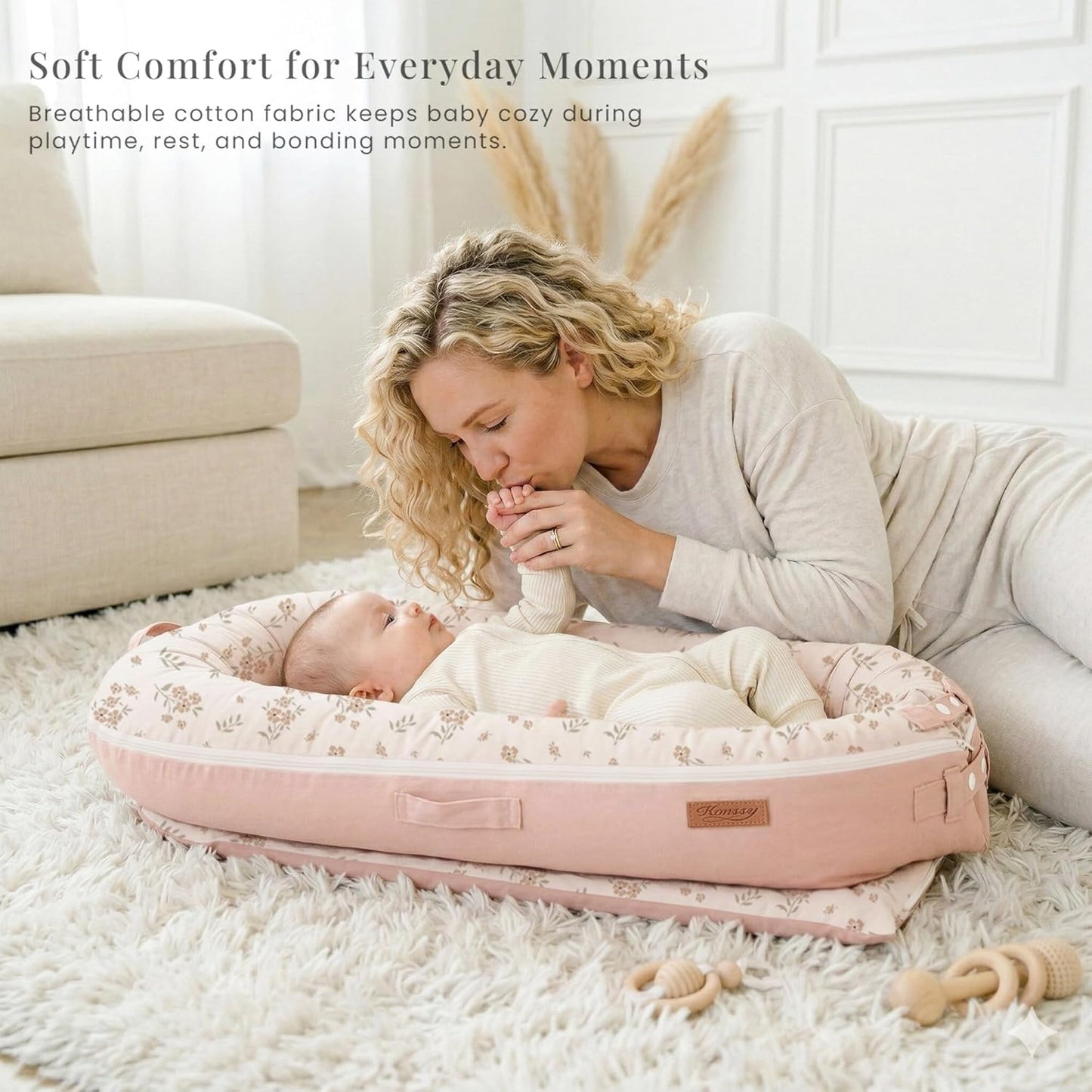 Cotton 100% Baby Lounger Cover Baby Nest Replacement Cover for Newborn Boys Girls Fits Dockatot Deluxe+ Docks Woodland (Cover Only)