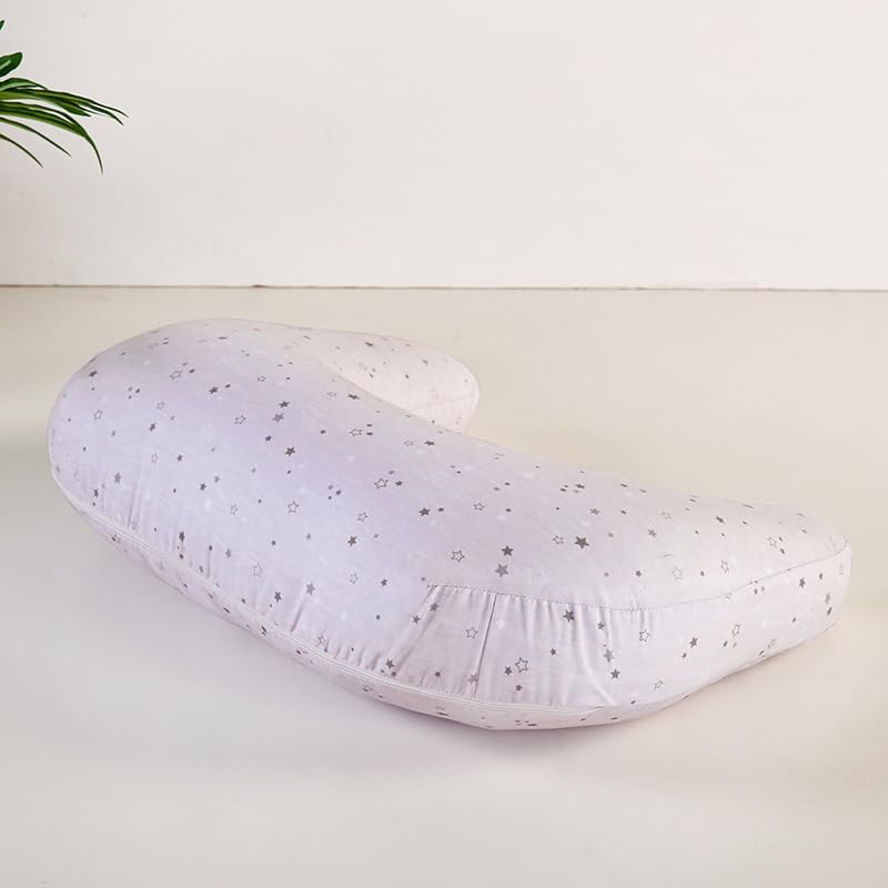 1 Piece Nursing Pillowcase, C-Shaped Breastfeeding Support Cushion Cover with Stars Print, Soft Base, Polyester, Machine Washable