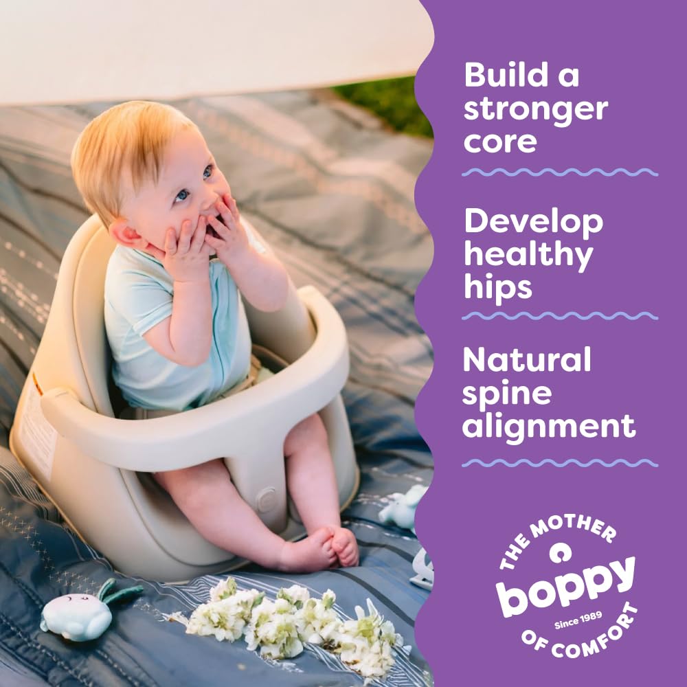 Boppy Proper Posture Floor & Booster Seat - Ergonomic Infant Seat and Toddler Seat with Removable Washable Tray and Back Support for 4-36 Months - Oatmeal