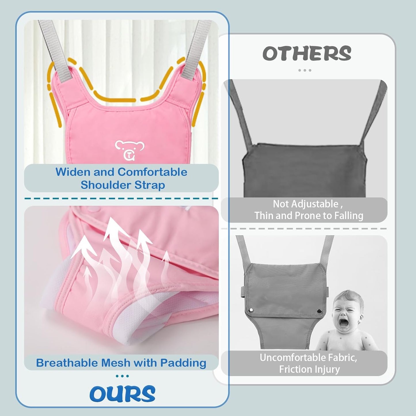 Baby Jumper with a Ceiling Hook for Infant & Toddlers with Adjustable Chain, Bouncers for Indoor/Outdoor, Baby Doorway Jumper with Soft Rug
