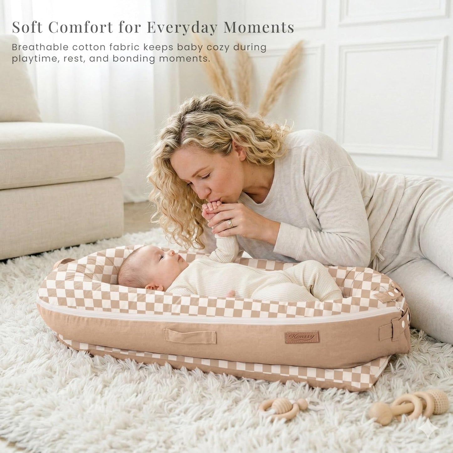 Cotton 100% Baby Lounger Cover Baby Nest Replacement Cover for Newborn Boys Girls Fits Dockatot Deluxe+ Docks Woodland (Cover Only)