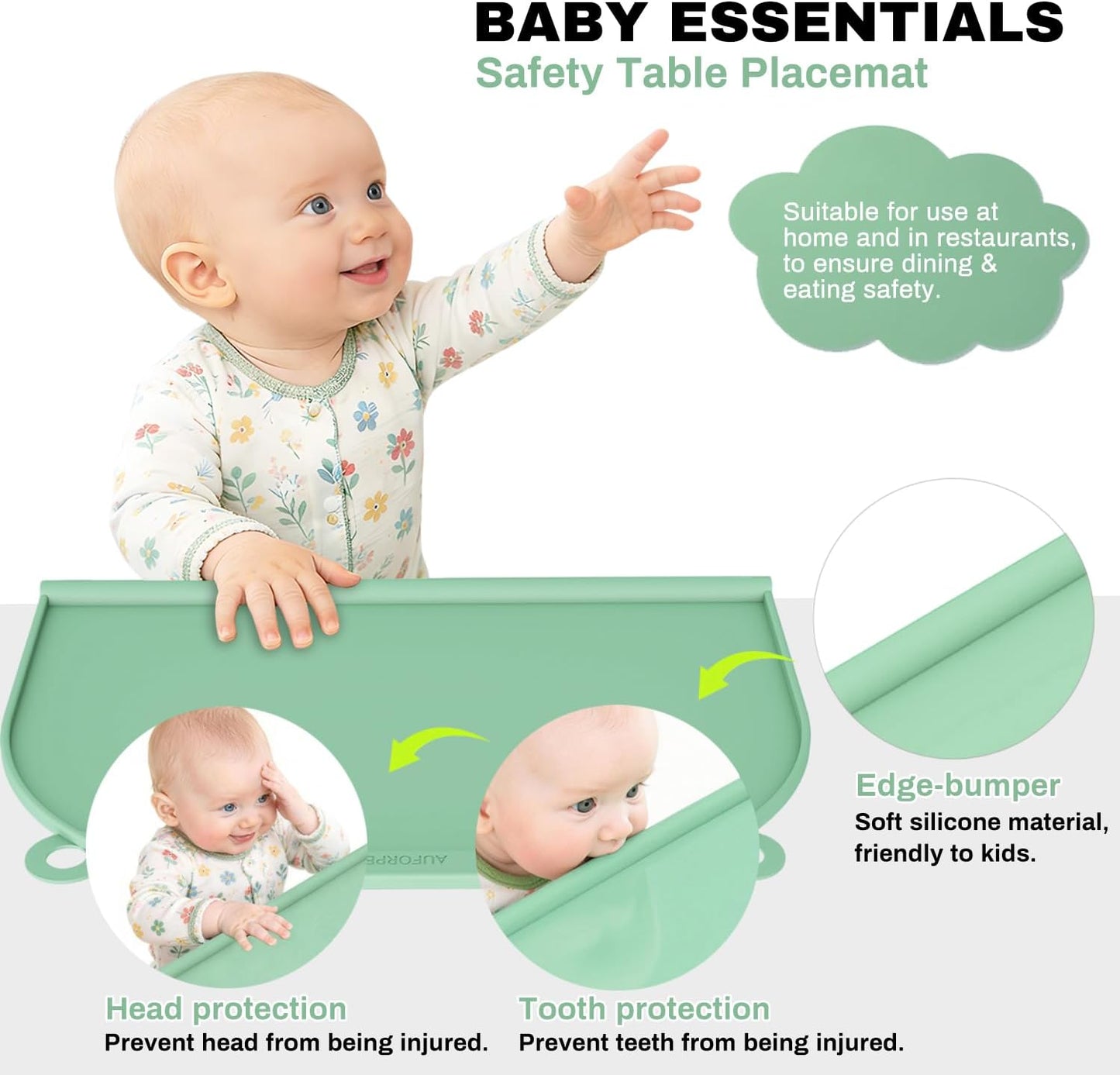 Large Silicone Suction Mat, 17" x 12" Thick Mats with Edge-Bumper, Raised Edge Leakproof, Non-Slip for Kids Toddler Baby Essentials Table Placemat, Restaurant Eating, Plates, Art, Craft & Painting