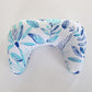Whispering Leaves 1 Piece Nursing Pillowcase, C-Shaped Breastfeeding Support Cushion Cover, Blue and White Tropical Leaf Pattern, Polyester Fill, Standard Size