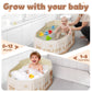 Collapsible Baby Bathtub for Shower, Portable Foldable Toddler Bath Tub with Non-Slip Base, Compact Travel Essentials for Kids & Infants, Easy Storage in Small Spaces, Brown