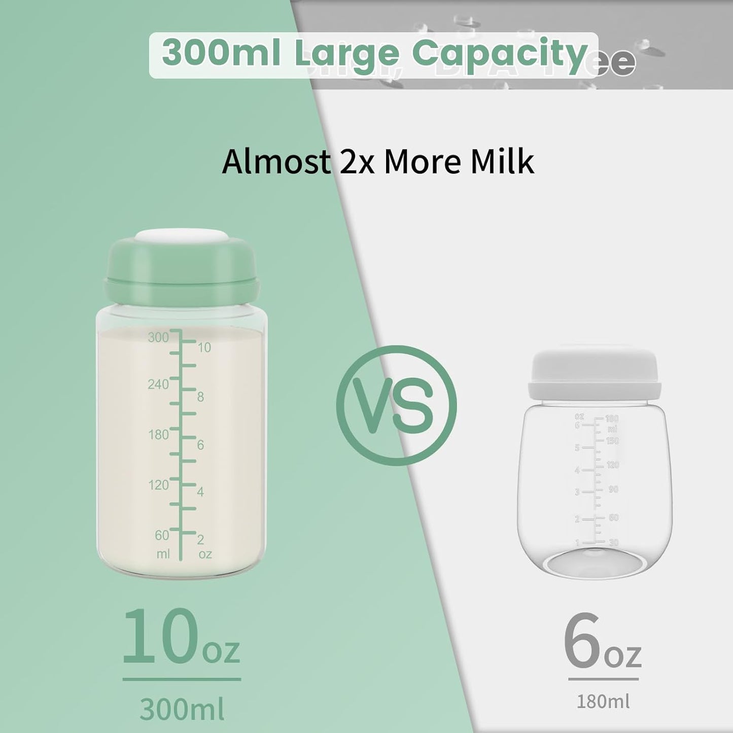 2pc 10oz Breastmilk Storage Bottle Compatible with SpectraS1 S2 9 Plus SG/Motif Luna/Others Wide-Mouth Flange, Breast Milk Container for Momcozy 22oz Portable Cooler, Pumping/Storage/Portable Bottle