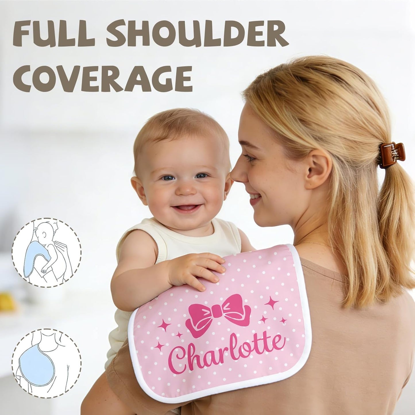 8 Pack Burp Cloths Organic Cotton, Pink Bows Baby Burp Cloths Girls, Absorbent Baby Burping Cloth, Soft Burping Cloth Set for Feeding, New Mom Gifts for Newborns Essentials Gift Set, 19”x9”