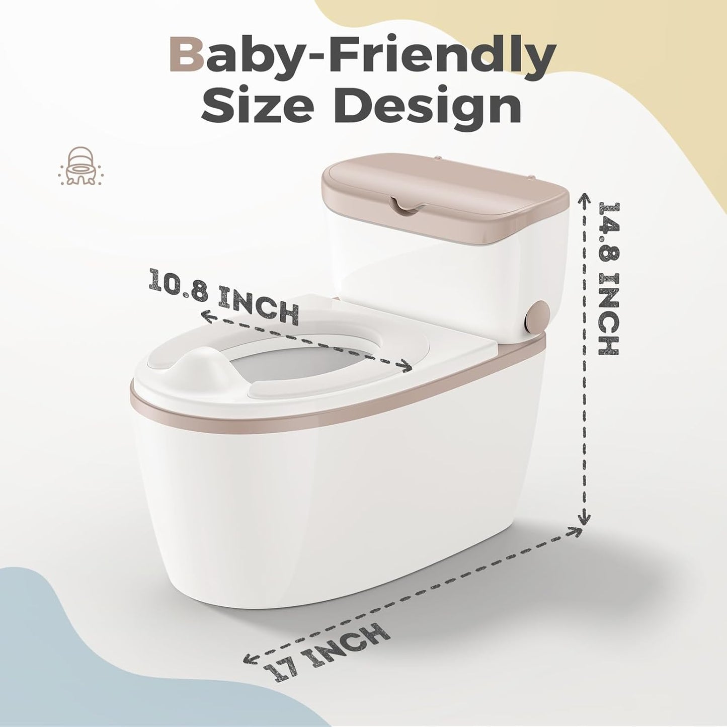 3-in-1 Toddler Potty Training Toilet with Flushing Sound – Potty Chair with Wipes Storage & Toilet Paper Holder (18+ Months)