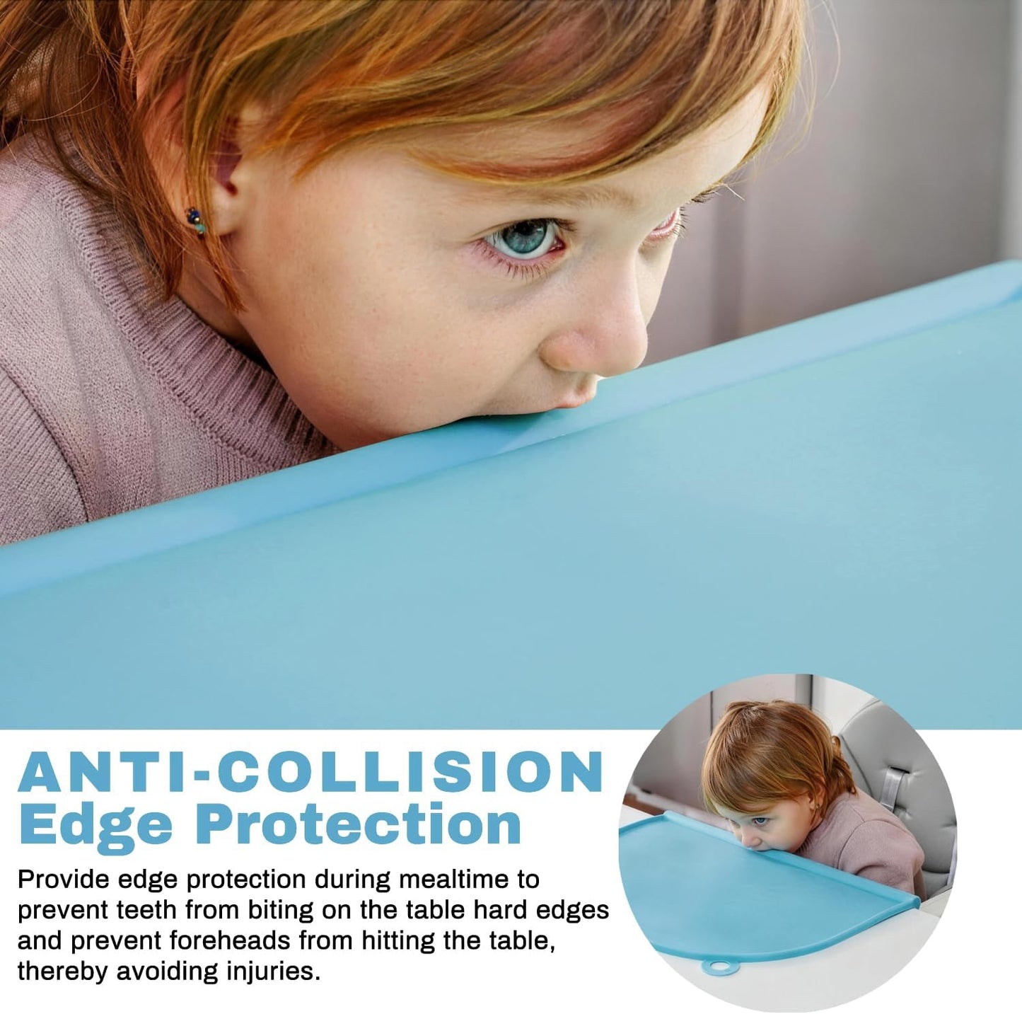 Large Silicone Suction Mat, 17" x 12" Thick Mats with Edge-Bumper, Raised Edge Leakproof, Non-Slip for Kids Toddler Baby Essentials Table Placemat, Restaurant Eating, Plates, Art, Craft & Painting