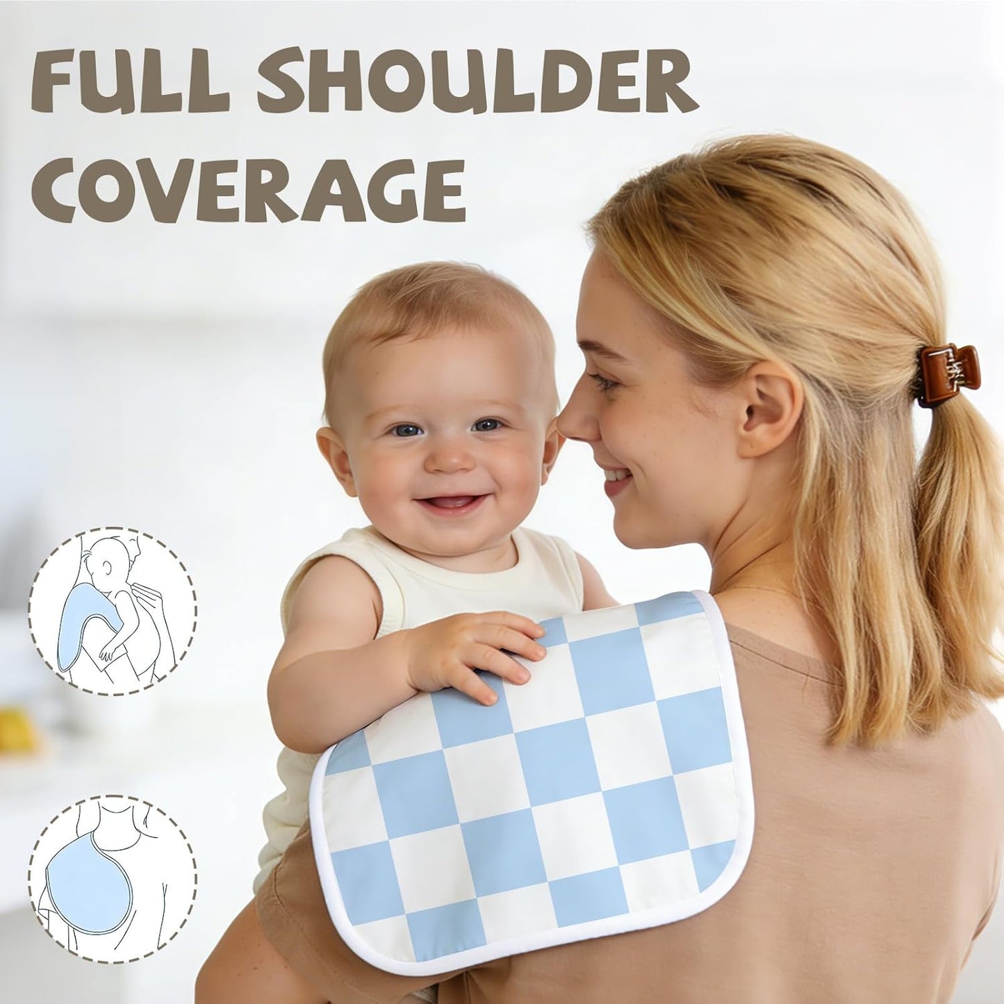 8 Pack Burp Cloths Organic Cotton, Blue Bows Baby Burp Cloths Girls, Absorbent Baby Burping Cloth, Soft Burping Cloth Set for Feeding, New Mom Gifts for Newborns Essentials Gift Set, 19”x9”