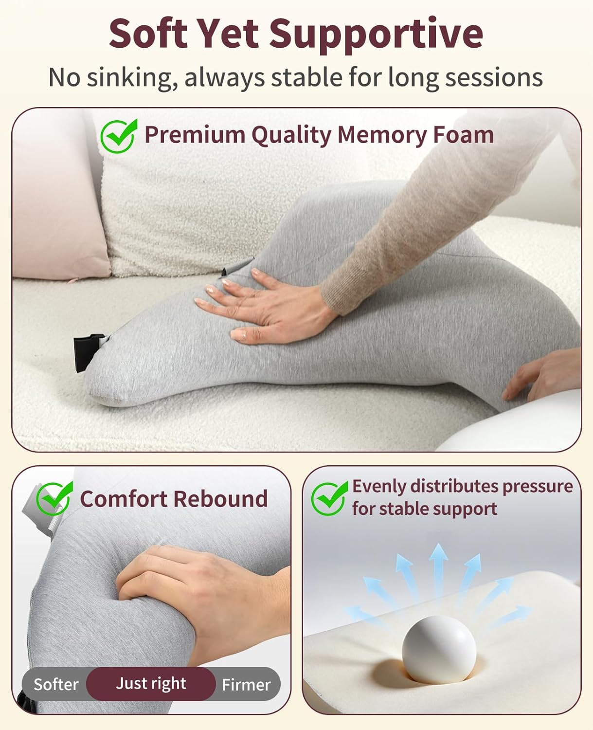 Nursing Pillow - Adjustable Waist Strap with 2 Removable Cotton Cover, Memory Foam - Stable, Ergonomic Support, Easier Breastfeeding - Newborn Essentials Must Haves Baby Registry Search