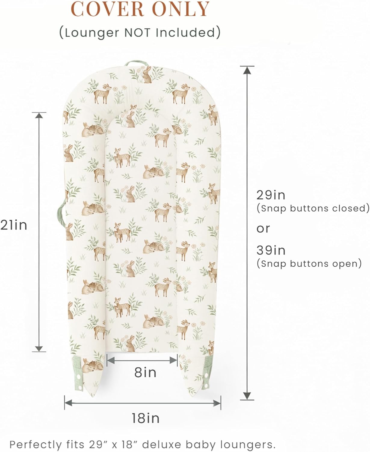 Cotton 100% Baby Lounger Cover Baby Nest Replacement Cover for Newborn Boys Girls Fits Dockatot Deluxe+ Docks Woodland (Cover Only)