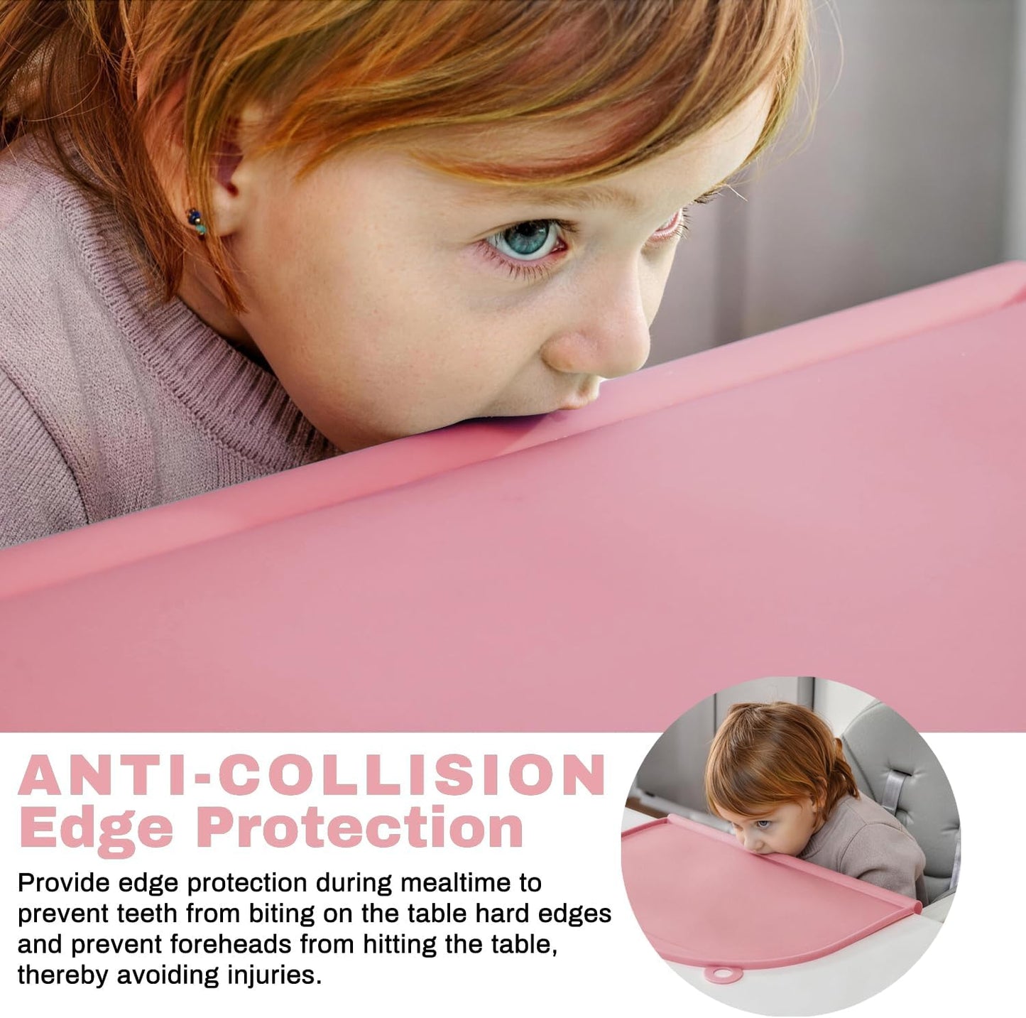 Large Silicone Suction Mat, 17" x 12" Thick Mats with Edge-Bumper, Raised Edge Leakproof, Non-Slip for Kids Toddler Baby Essentials Table Placemat, Restaurant Eating, Plates, Art, Craft & Painting