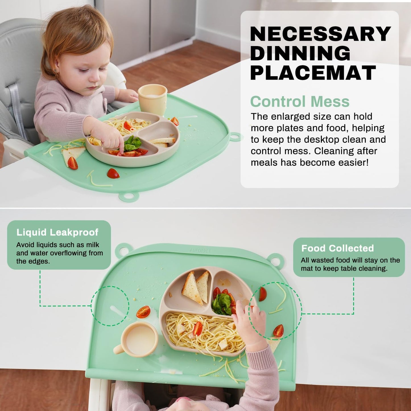 Large Silicone Suction Mat, 17" x 12" Thick Mats with Edge-Bumper, Raised Edge Leakproof, Non-Slip for Kids Toddler Baby Essentials Table Placemat, Restaurant Eating, Plates, Art, Craft & Painting