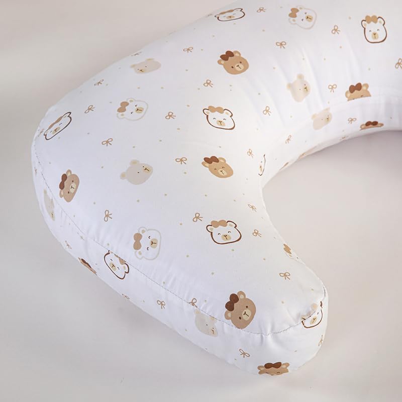 1 Piece Nursing Pillowcase, C-Shaped Breastfeeding Support Cushion Cover with Cute Bear Pattern
