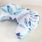 Whispering Leaves 1 Piece Nursing Pillowcase, C-Shaped Breastfeeding Support Cushion Cover, Blue and White Tropical Leaf Pattern, Polyester Fill, Standard Size