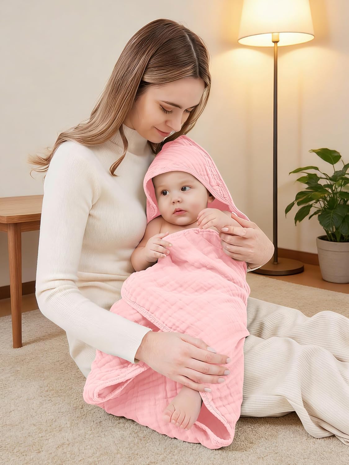 Muslin Hooded Baby Bath Towels – 3 Pack