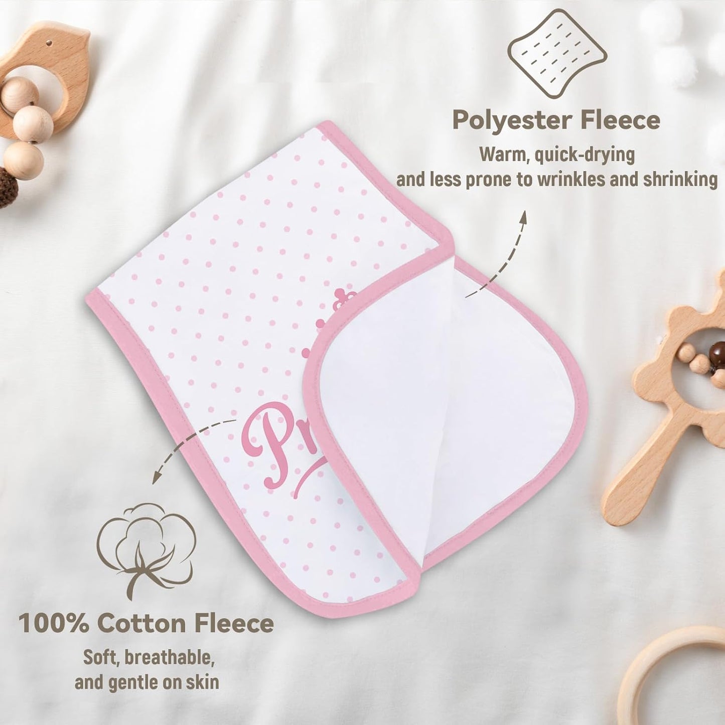 8 Pack Burp Cloths Organic Cotton, Pink Bows Baby Burp Cloths Girls, Absorbent Baby Burping Cloth, Soft Burping Cloth Set for Feeding, New Mom Gifts for Newborns Essentials Gift Set, 19”x9”