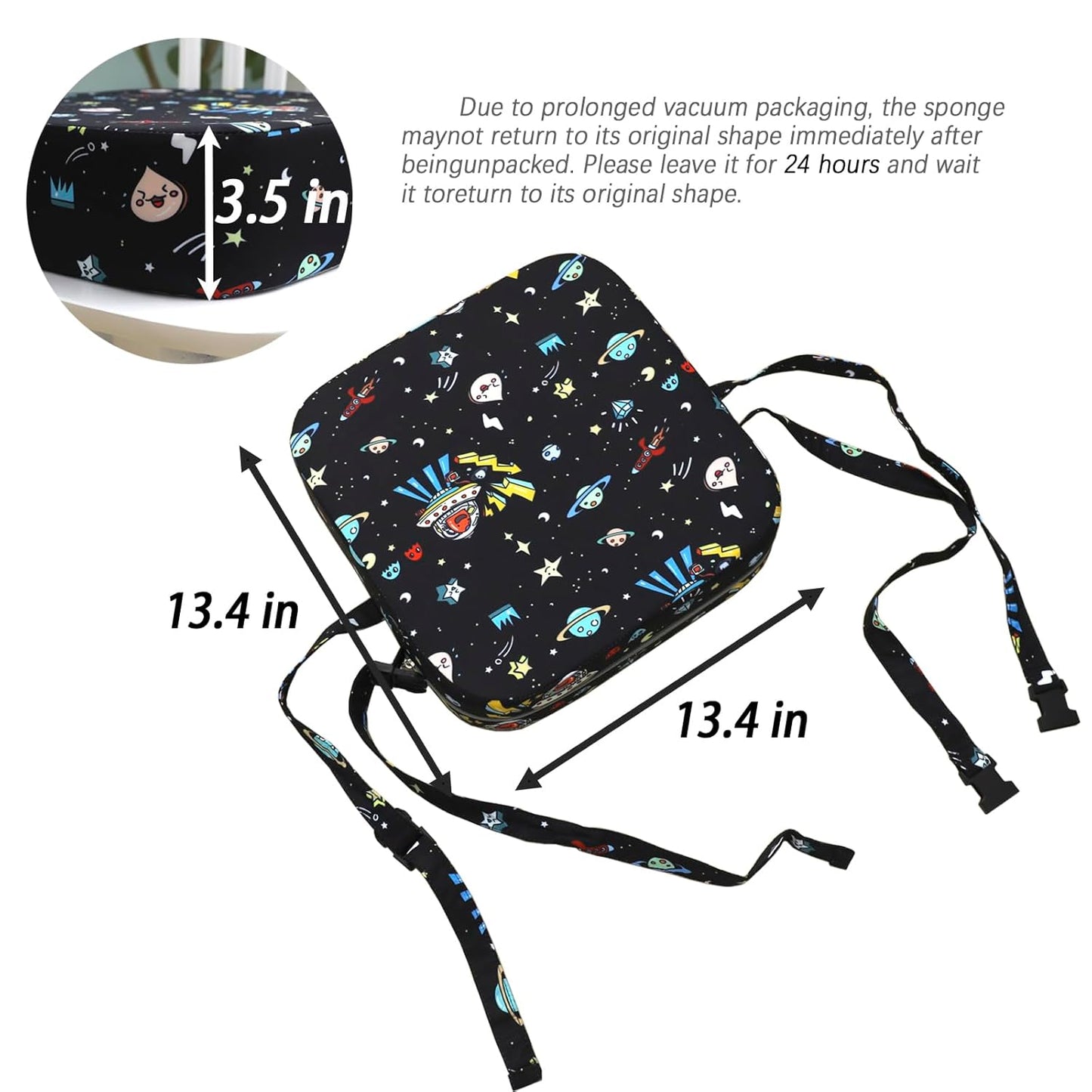 Toddler Booster Seat for Dining Table, Portable Kids Booster Seat with Safety Buckles Portable Increasing Booster Cushion with Non-Slip Bottom