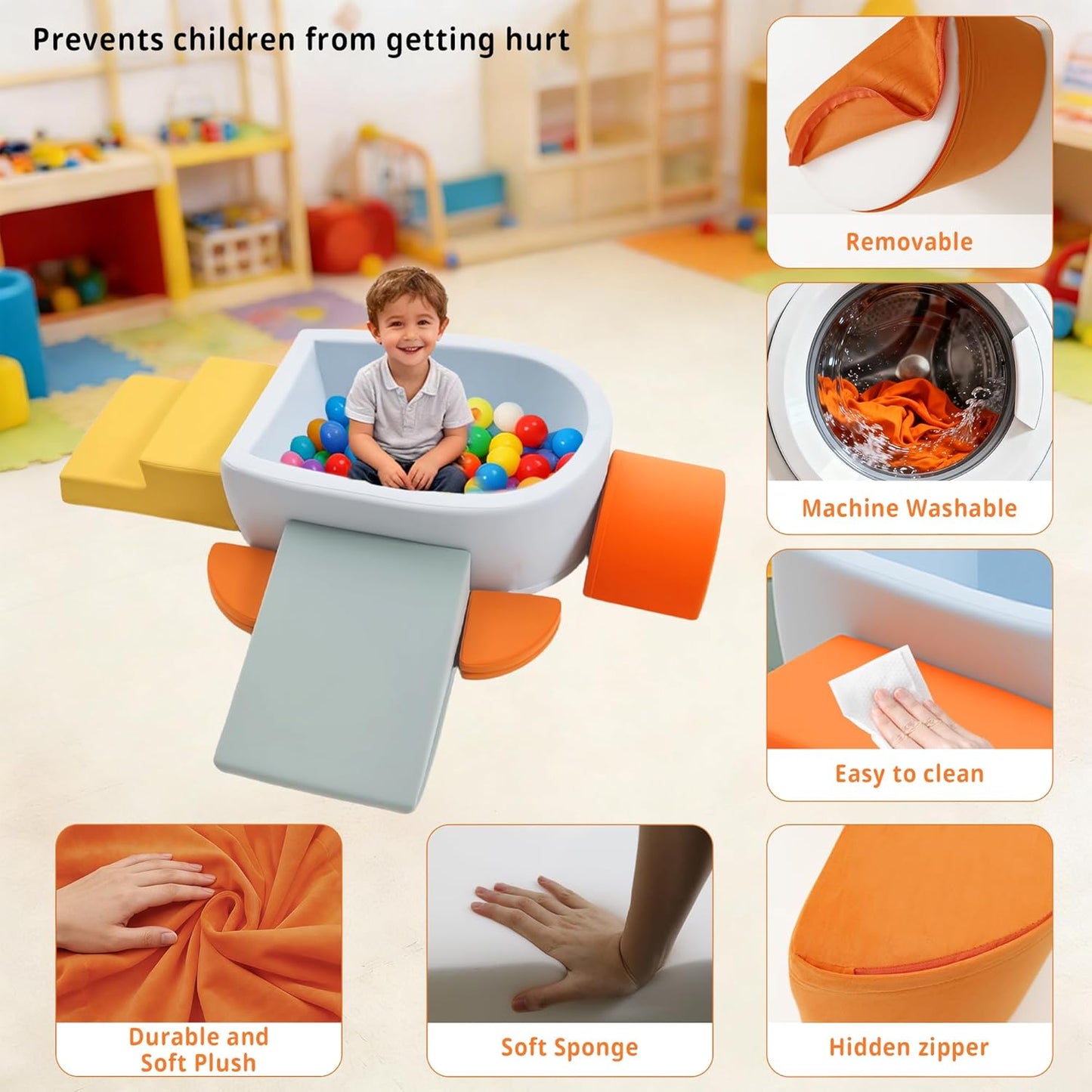 6Pcs Foam Climbing Blocks for Toddler, Indoor Soft Climbing Toys with Ball Pit for Kids, Climbing Crawling Toys Activity Play Set for Playroom Living Room, Gifts for Baby(Balls not Included)