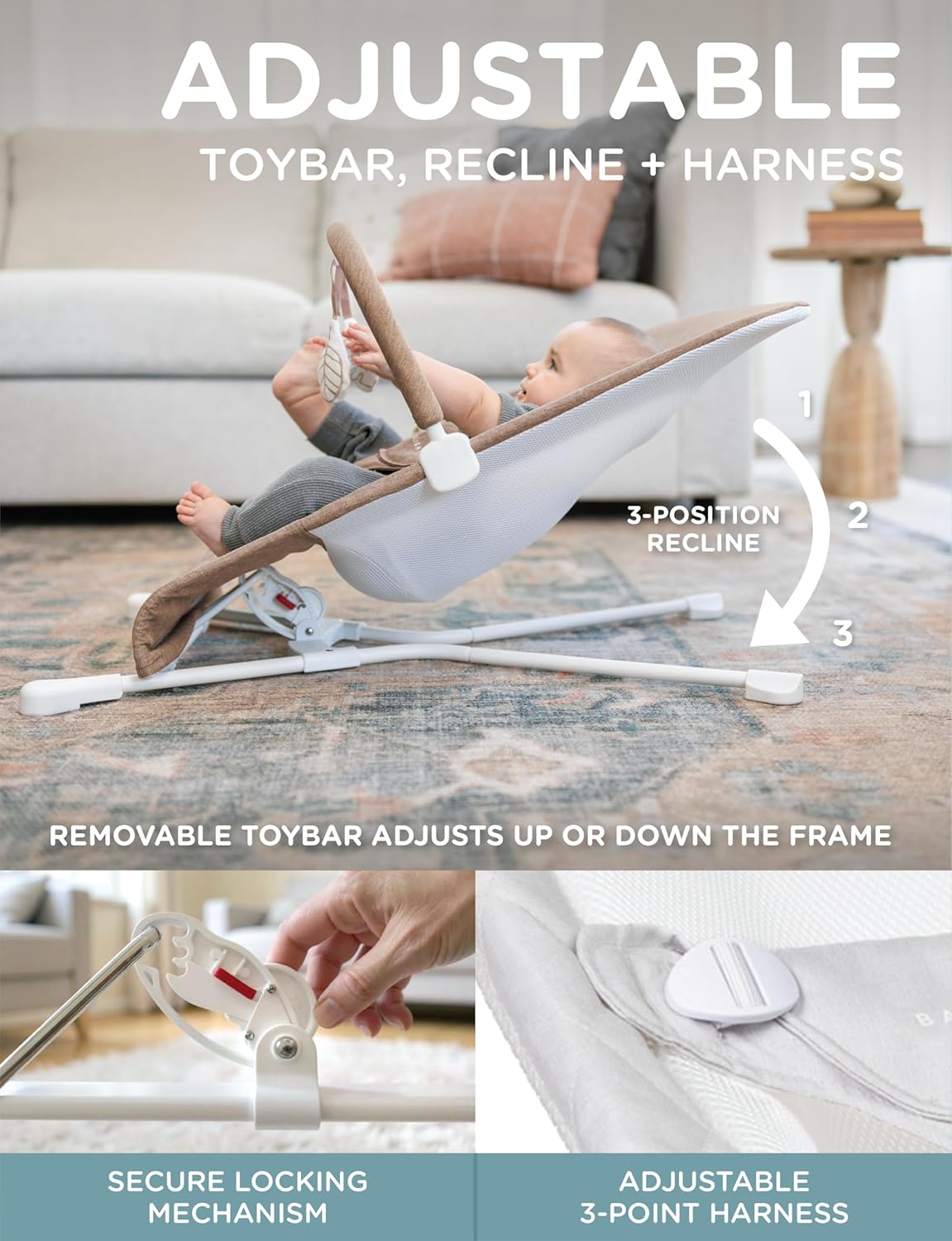 Baby Highland Baby Bouncer | Infant | 0 – 6 Months | 3-Position Recline