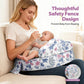 Nursing Pillow -Memory Foam Bottle & Breastfeeding Pillow with Safety Fence -Ergonomic Support, with Wider Breast Feeding Cushion, Adjustable, Removable Cover, Baby Safety