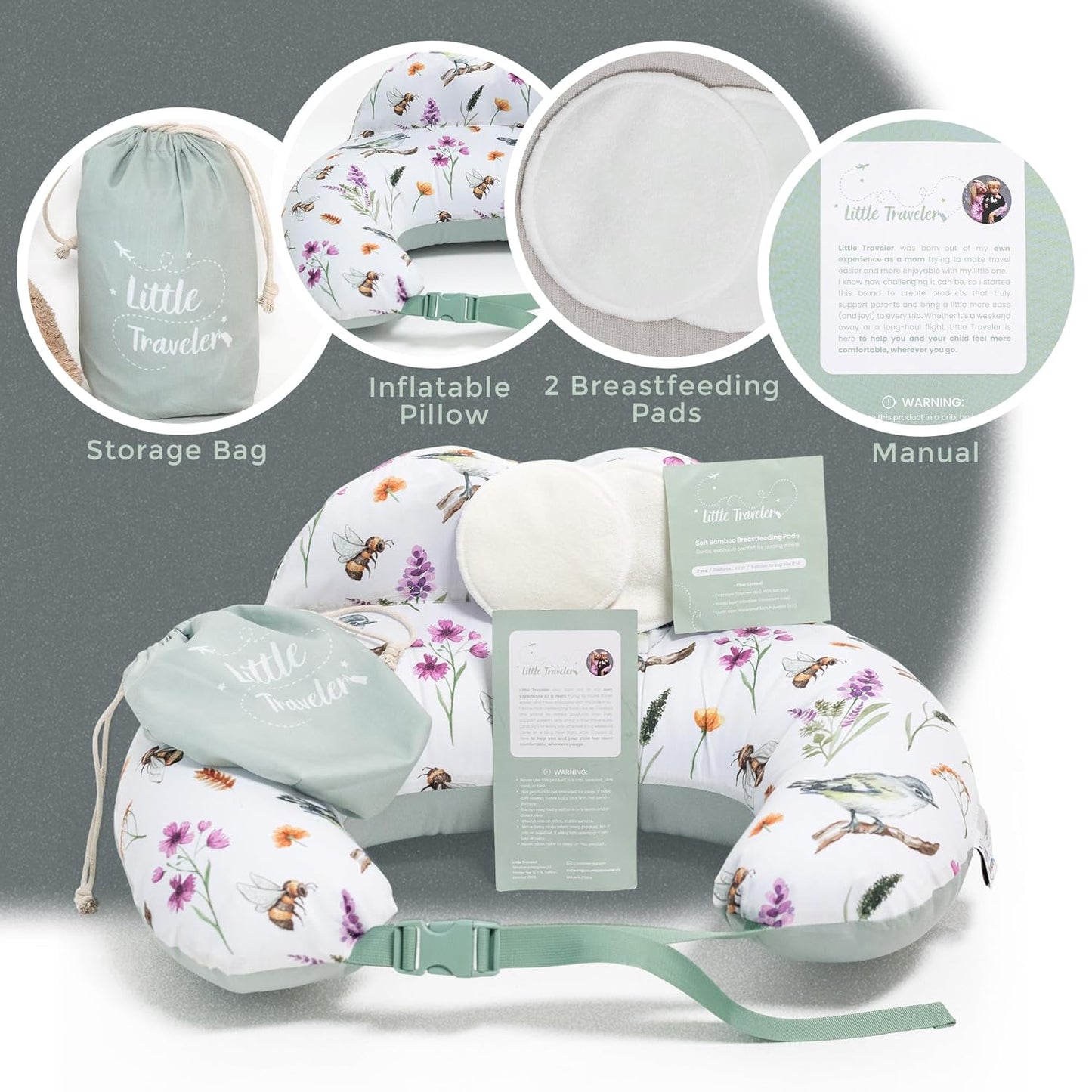 Inflatable Breastfeeding Pillow & Travel Nursing Pillow for Baby Girl and Boy - Portable Travel Nursing Pillows for Breastfeeding