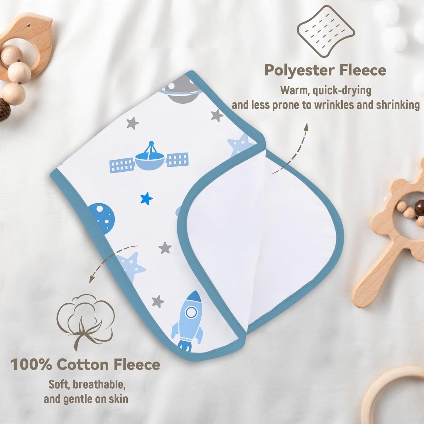 8 Pack Burp Cloths Organic Cotton, Blue Bows Baby Burp Cloths Girls, Absorbent Baby Burping Cloth, Soft Burping Cloth Set for Feeding, New Mom Gifts for Newborns Essentials Gift Set, 19”x9”