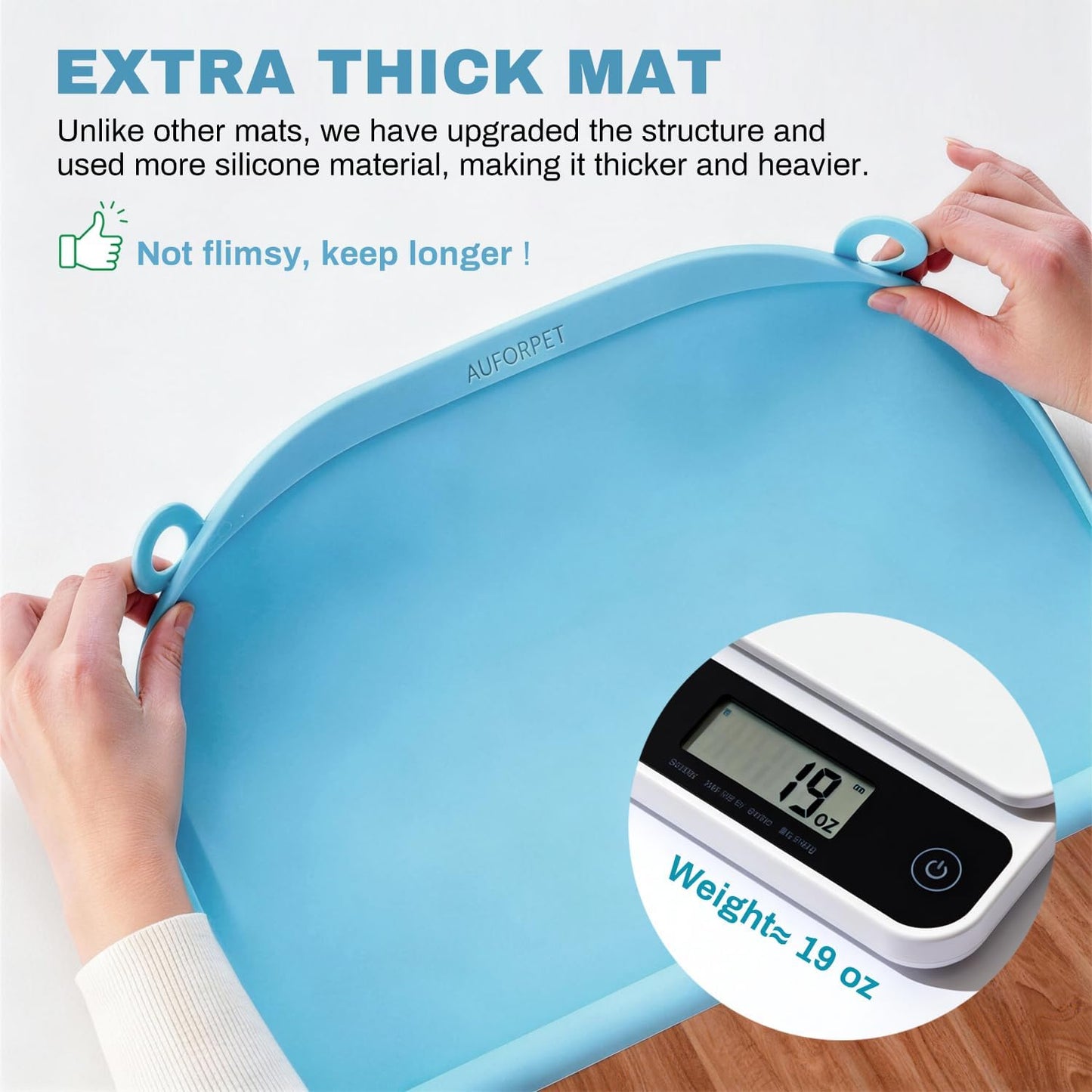 Large Silicone Suction Mat, 17" x 12" Thick Mats with Edge-Bumper, Raised Edge Leakproof, Non-Slip for Kids Toddler Baby Essentials Table Placemat, Restaurant Eating, Plates, Art, Craft & Painting