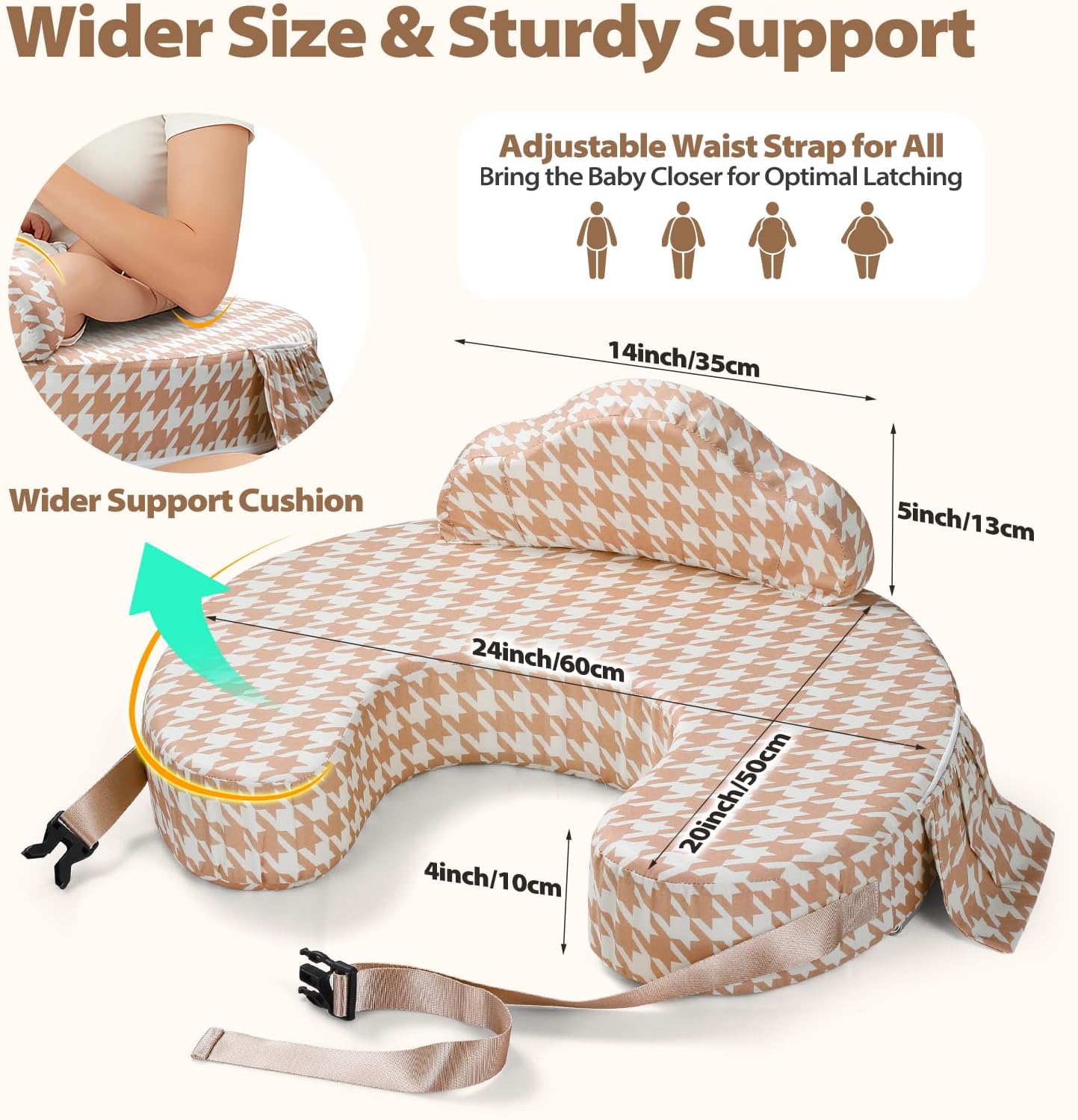 Nursing Pillow -Memory Foam Bottle & Breastfeeding Pillow with Safety Fence -Ergonomic Support, with Wider Breast Feeding Cushion, Adjustable, Removable Cover, Baby Safety