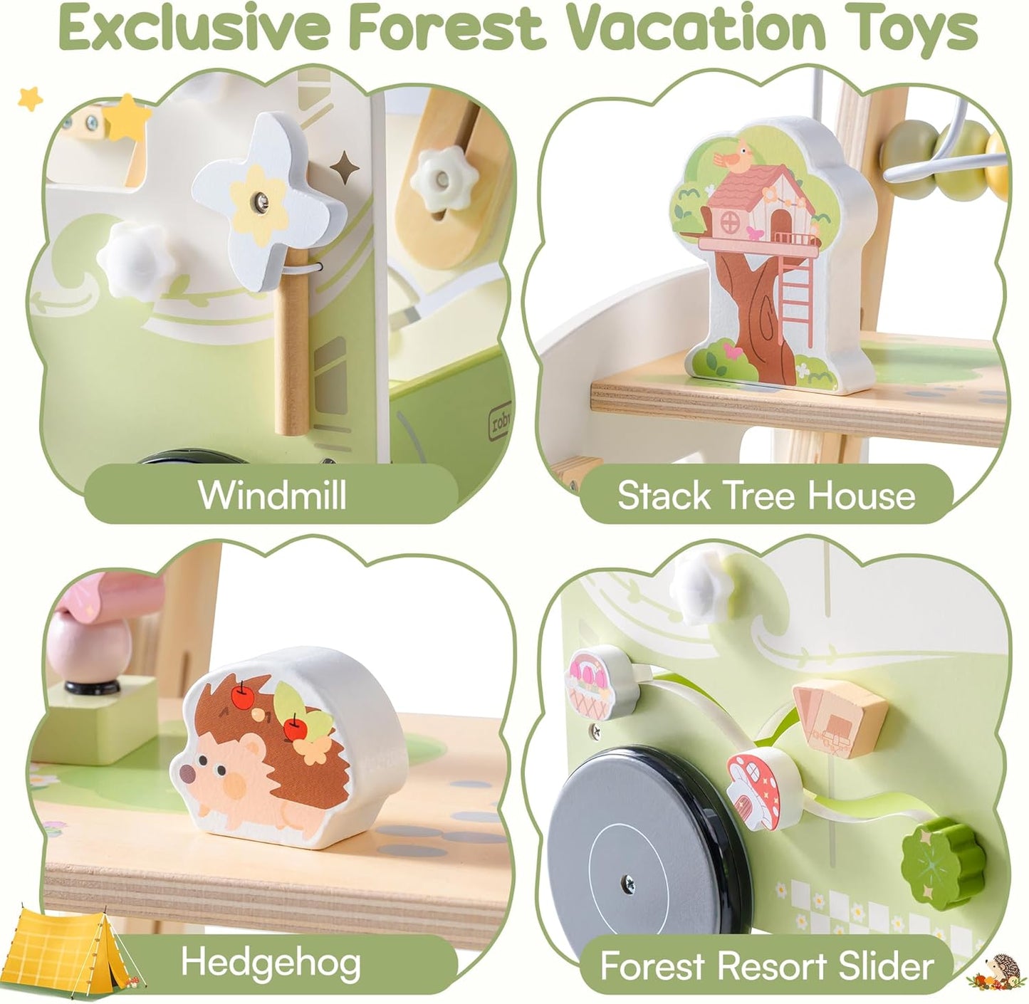 ROBUD Wooden Baby Push Walker, Forest Theme Learning Walking Toys for Baby Age 10 Months+, WRP54