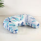 Whispering Leaves 1 Piece Nursing Pillowcase, C-Shaped Breastfeeding Support Cushion Cover, Blue and White Tropical Leaf Pattern, Polyester Fill, Standard Size