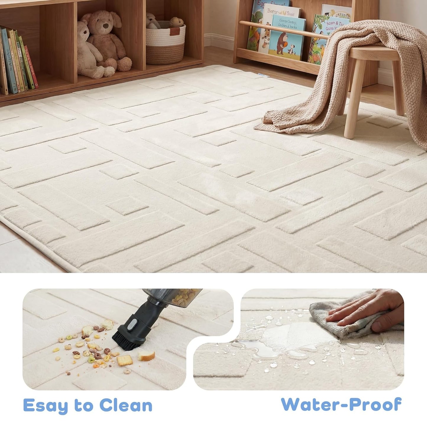 Baby Play Mat for Floor, 1.3" Thick 79x158 Plush Soft Foam Mats for Toddler Kids Crawling, Non-Slip Easy Care Nursery Rug for Playroom Living Room