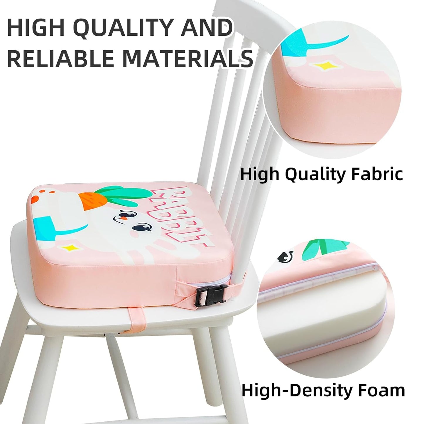 Toddler Booster Seat for Dining Table, Portable Kids Booster Seat with Safety Buckles Portable Increasing Booster Cushion with Non-Slip Bottom