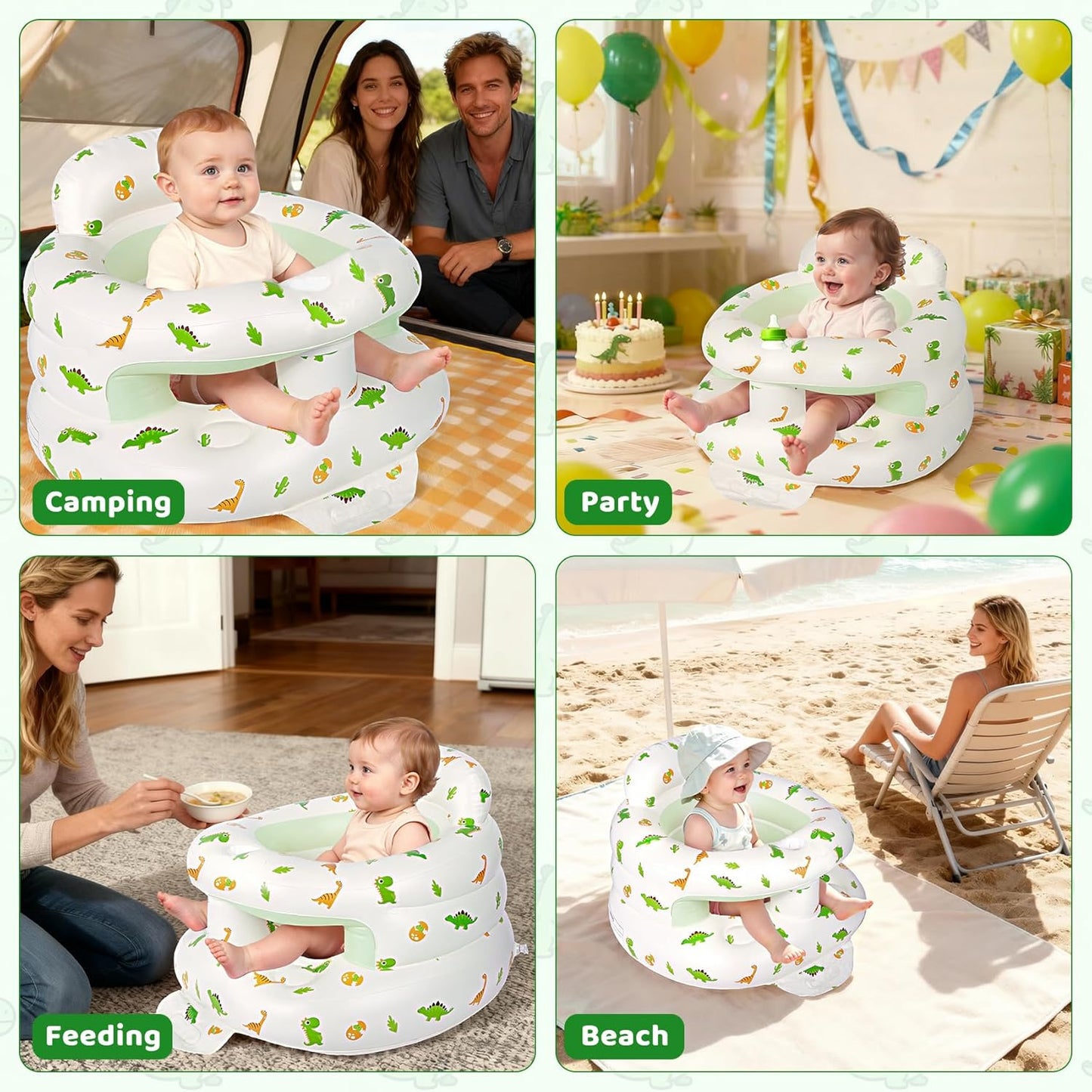 Inflatable Baby Seat for 3-36 Months, Baby Seats for Infants for Sitting Up with Back Support Built in Air Pump, Surround Sit Me Up Floor Seat for Baby Chair for Learning Sit, Feeding