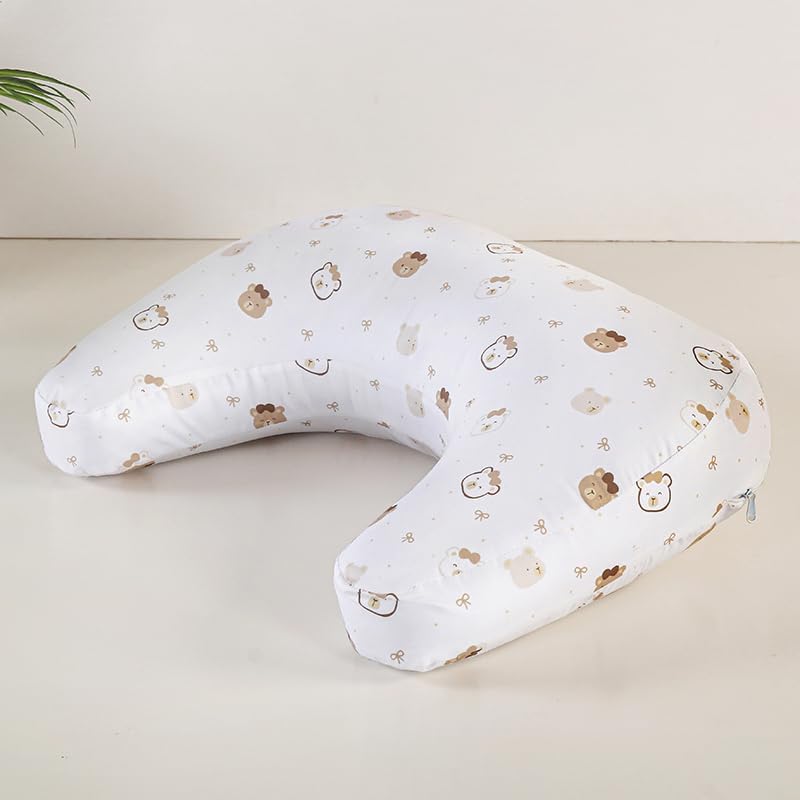 1 Piece Nursing Pillowcase, C-Shaped Breastfeeding Support Cushion Cover with Cute Bear Pattern